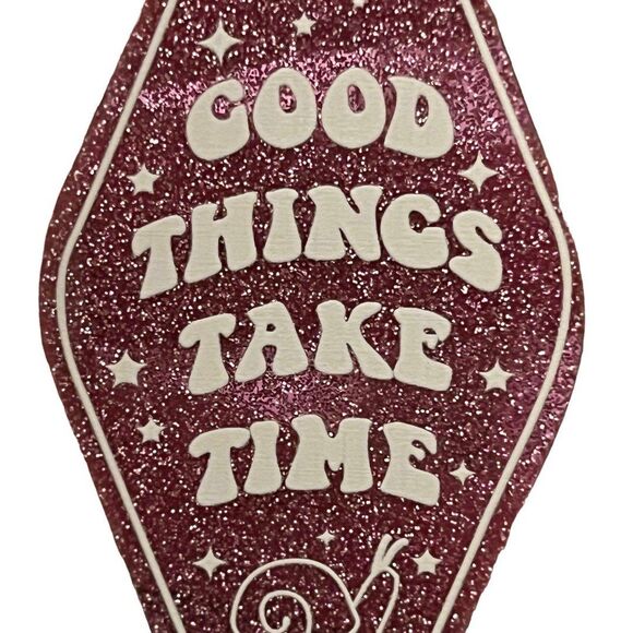 Purple Glitter Resin Motel Keychain - Picture 5 of 7